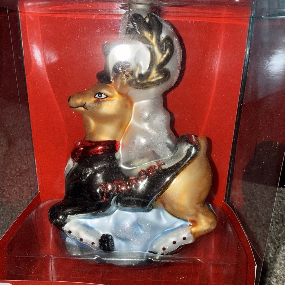 CVS Exclusive 2010 Holiday Santa's Reindeer PRANCER Hand Crafted Glass Ornament